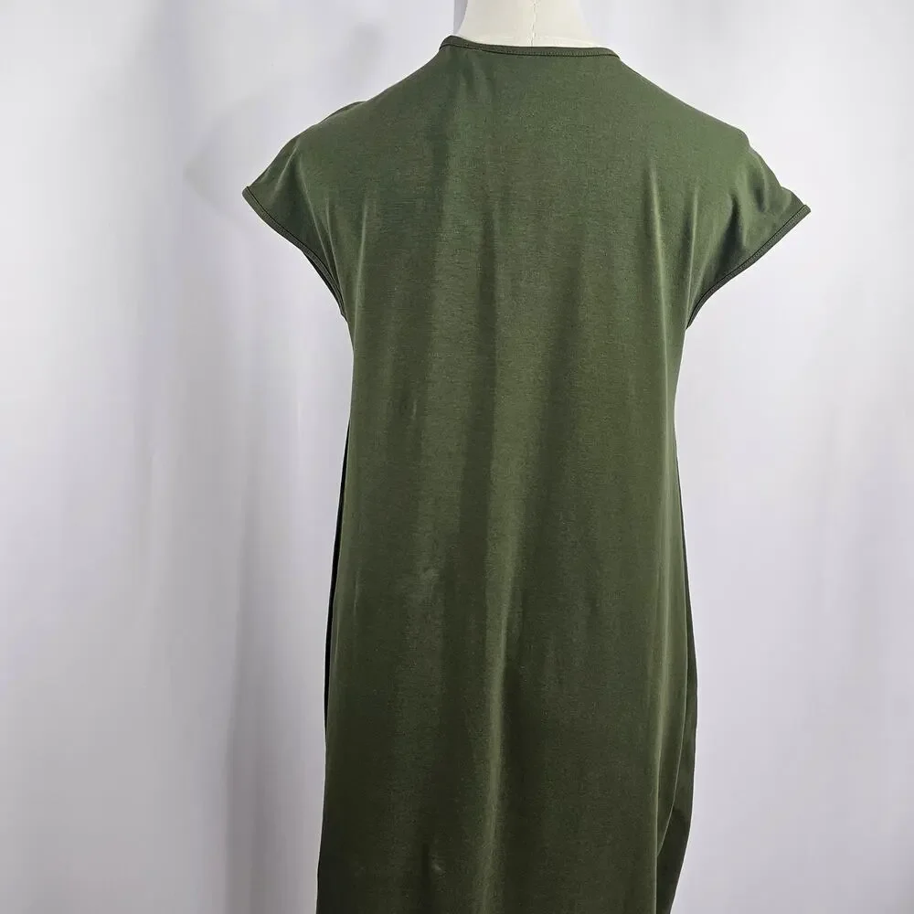 Universal Standard Geneva Green Asymmetrical Cotton Midi Dress Size 4XS/0 NWT - Picture 8 of 13